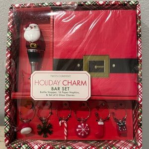 Two’s Company Holiday Charm Bar Set NIB